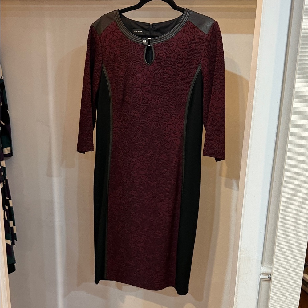 Gerry Weber Burgundy and Black Long Sleeve Dress
